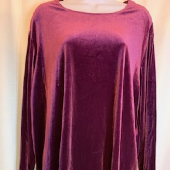 Dialogue Tops - 3/$20 Dialogue 2X Raspberry Velour Top